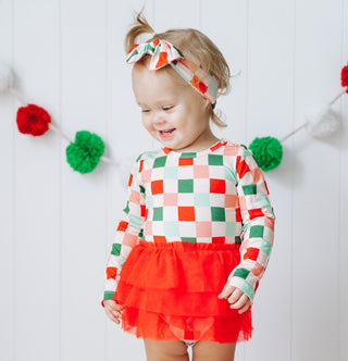 CHEERFUL CHECKS DREAM TUTU BODYSUIT DRESS