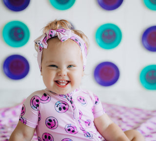 PINK TIE DYE SMILEY DREAM BOW