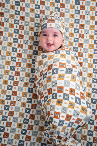 WILD WEST CHECKERS DREAM SWADDLE & BEANIE