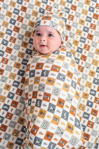 WILD WEST CHECKERS DREAM SWADDLE & BEANIE