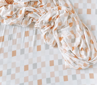 MUTED CHECKERS DREAM CRIB SHEET