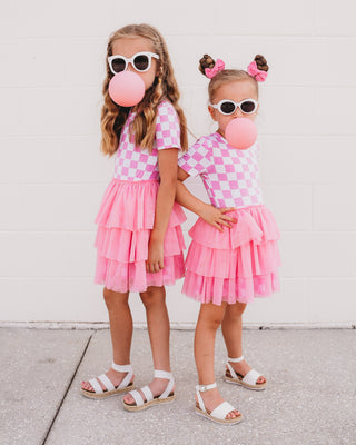 BUBBLEGUM CHECKERS DREAM TUTU DRESS