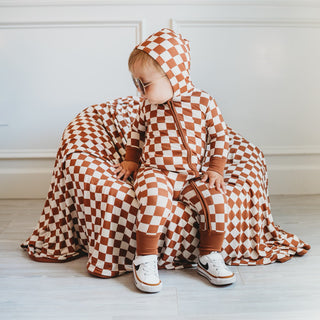 COPPER CHECKERS DREAM ROMPER HOODIE