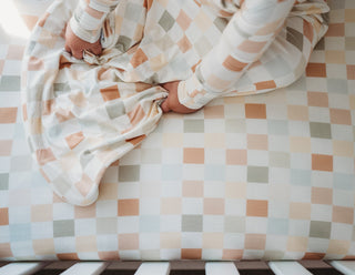 MUTED CHECKERS DREAM CRIB SHEET