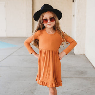 PUMPKIN RIB DREAM RUFFLE DRESS