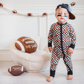 CHECKERED FOOTBALL DREAM ROMPER