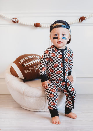 CHECKERED FOOTBALL DREAM ROMPER