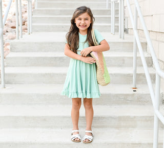 MINT RIB DREAM RUFFLE DRESS