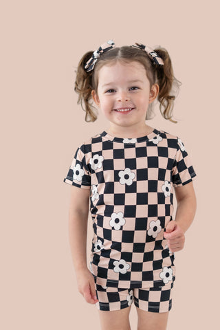RETRO DAISY CHECKS DREAM SHORT SET