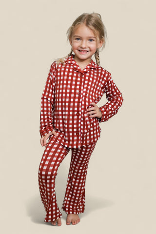 PEPPERMINT PLAID DREAM GIRL'S FLARE SET