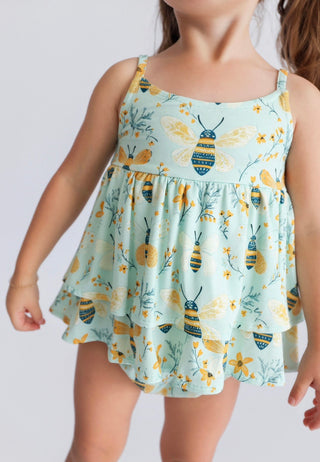 BUZZ & BLOOM DREAM RUFFLED BUBBLE ROMPER