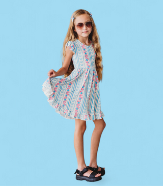 PETITE POSIE CAP SLEEVE DREAM RUFFLE DRESS