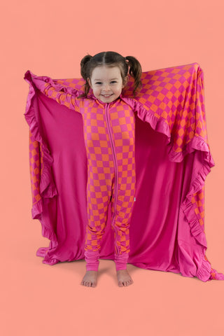 NEON DREAMS CHECKERS DREAM RUFFLE BLANKET