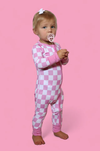 BUBBLEGUM CHECKERS DREAM ROMPER