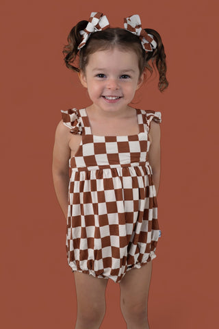 COPPER CHECKERS DREAM BUBBLE ROMPER