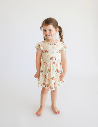 FARMYARD FRIENDS DREAM TIE BACK RUFFLE DRESS