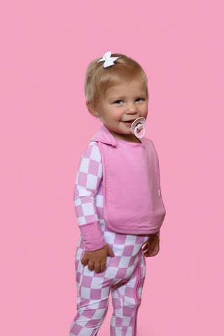 BUBBLEGUM CHECKERS DREAM BABY BIB (PACK)