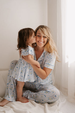 HEIRLOOM BLUE BLOOMS DREAM CAP SLEEVE BODYSUIT DRESS