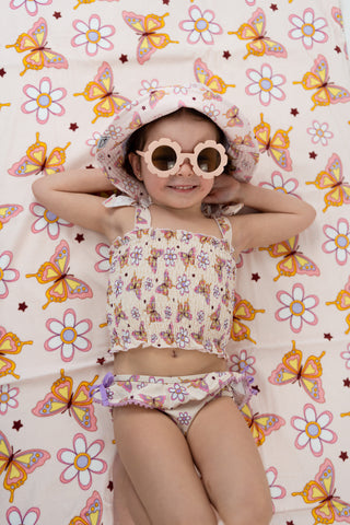 BLOSSOMIN’ BUTTERFLY DREAM SMOCKED TANKINI TWO PIECE SWIM SUIT