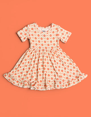 PEACH PERFECT BOWS DREAM RUFFLE DRESS