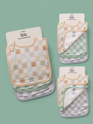 MINT CHECKERS DREAM BABY BIB (PACK)