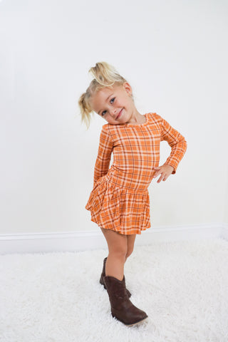 CIDER PLAID DREAM BODYSUIT DRESS