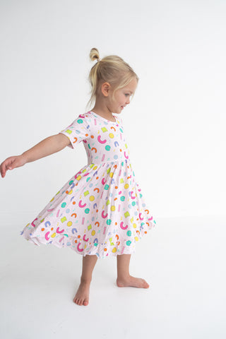 CoComelon x Dream Big Little Co ALPHABET SHORT SLEEVE DREAM RUFFLE DRESS