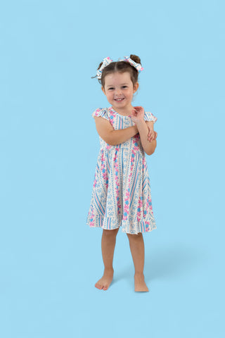 PETITE POSIE CAP SLEEVE DREAM RUFFLE DRESS