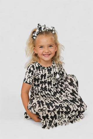 NEUTRAL BOWS DREAM RUFFLE DRESS