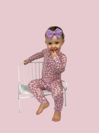 PLUM WAVY CHECKERS DREAM ROMPER