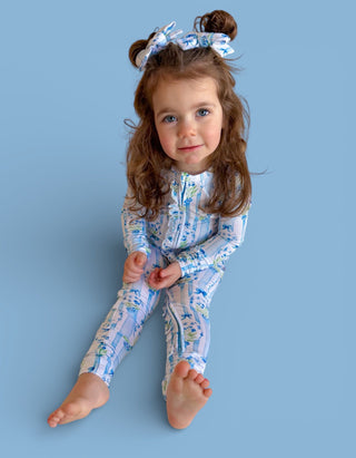 HEIRLOOM BLUE BLOOMS DREAM RUFFLE ROMPER