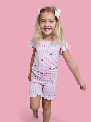 SWEETHEART STRIPES DREAM RUFFLE SHORT SET