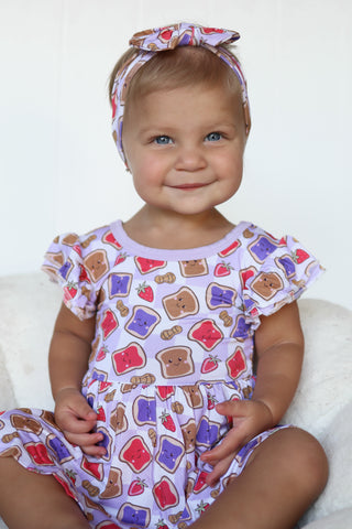 EXCLUSIVE PEANUT BUTTER JELLY TIME DREAM CAP SLEEVE BODYSUIT DRESS