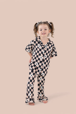 RETRO DAISY CHECKS SHORT SLEEVE DREAM GIRL'S FLARE SET