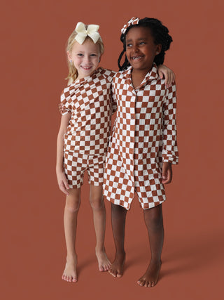 COPPER CHECKERS GIRL'S DREAM GOWN