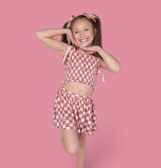 EXCLUSIVE SUNSET BEACH CHECKERS DREAM SMOCKED SKORT SET