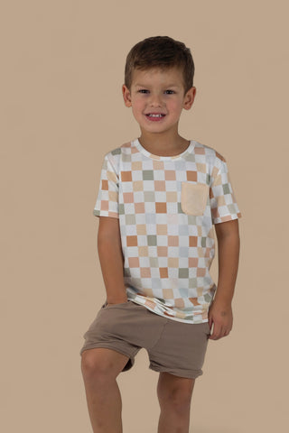 MUTED CHECKERS DREAM POCKET TEE