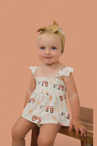 FARMYARD FRIENDS DREAM SMOCKED BABYDOLL BUMMIES SET
