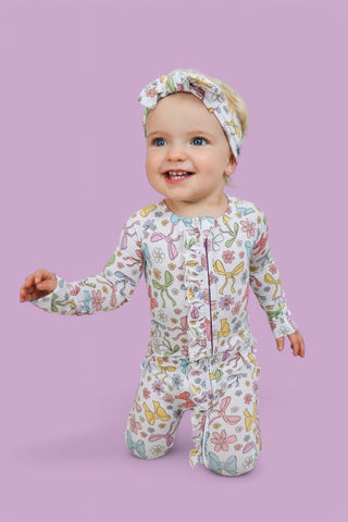 BOW GARDEN DREAM RUFFLE ROMPER