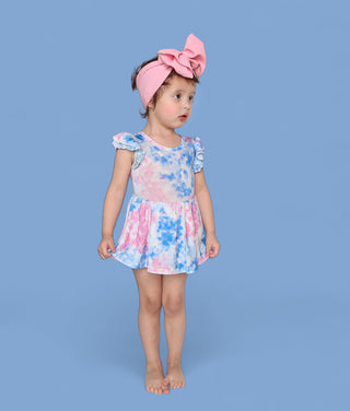 COTTON CANDY TIE DYE DREAM CAP SLEEVE BODYSUIT DRESS