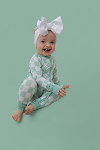 MINT CHECKERS DREAM ROMPER