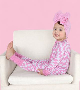 BUBBLEGUM WAVY CHECKERS DREAM ROMPER