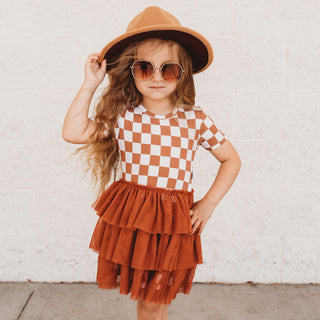 COPPER CHECKERS DREAM TUTU DRESS