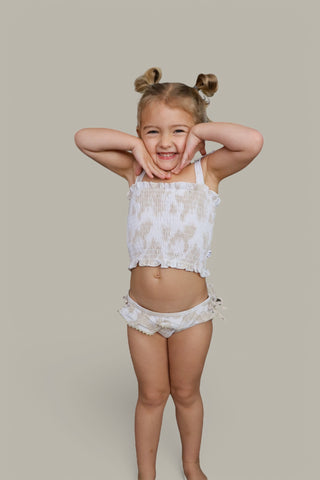 SANDY SHORES DREAM SMOCKED TWO PIECE SWIM SUIT