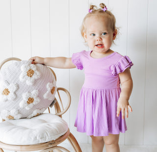 PURPLE RIB DREAM CAP SLEEVE BODYSUIT DRESS