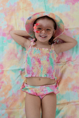 RAINBOW CLOUDS DREAM SMOCKED TANKINI TWO PIECE SWIM SUIT