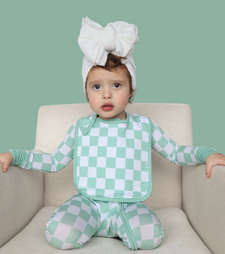 MINT CHECKERS DREAM BABY BIB (PACK)