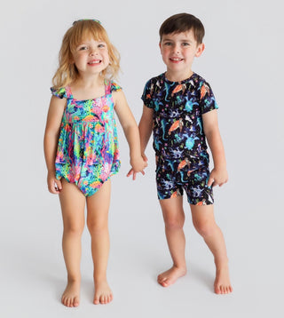 OCEAN GLOW DREAM RUFFLED BUBBLE ROMPER