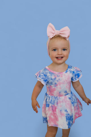 COTTON CANDY TIE DYE DREAM CAP SLEEVE BODYSUIT DRESS