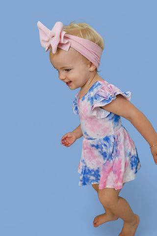 COTTON CANDY TIE DYE DREAM CAP SLEEVE BODYSUIT DRESS